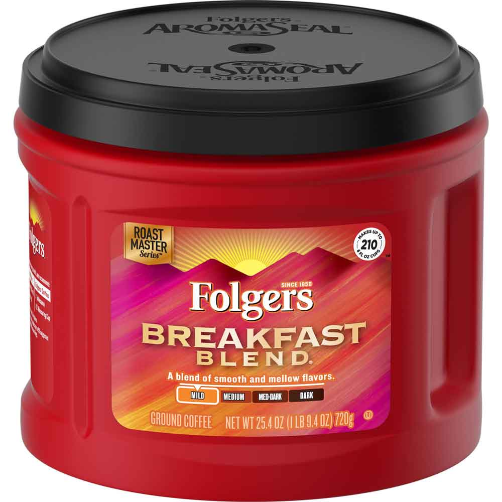 Folgers-1.jpg Folgers Breakfast Blend Ground Coffee, Smooth & Mild Coffee, 25.4 Ounce Canister - Image 1