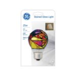 GE Stained Glass Light Bulb, 25 Watt, Multi-Color Decorative Bulb, Medium Base, 1pk