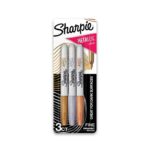 Sharpie Metallic Permanent Markers, Silver, Gold, & Bronze, 3 Count