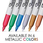 Sharpie Metallic Permanent Markers, Silver, Gold, & Bronze, 3 Count - Image 2