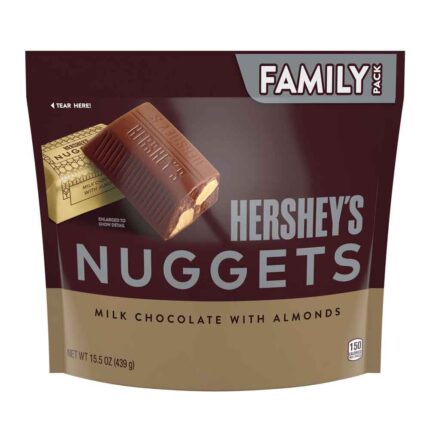Hershey's, Nuggets Milk Chocolate with Almonds Candy Bars, Individually Wrapped, 15.5 oz, Family Pack