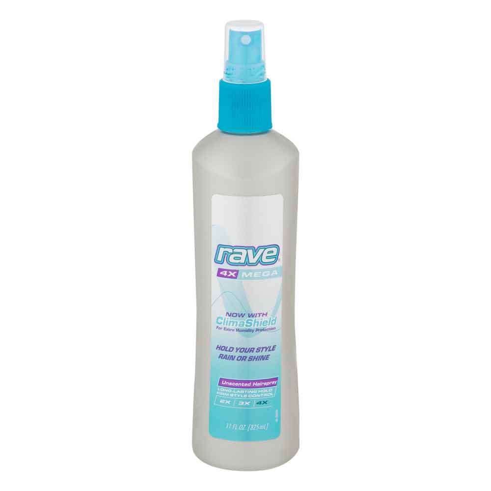 Rave-4X-5.jpg Rave 4X Mega Unscented Hairspray With ClimaShield, 11.0 FL OZ - Image 1