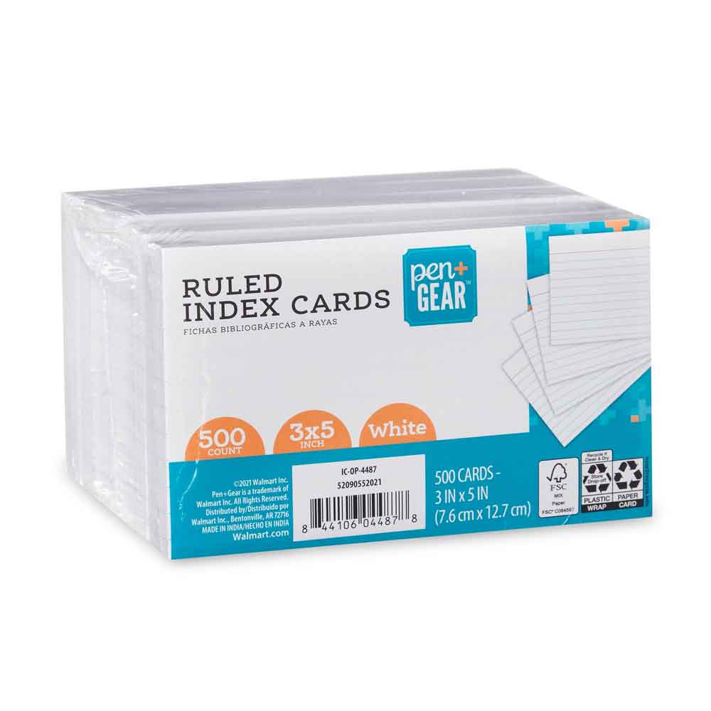 Ruled-Index-Cards-4.jpg Pen+ Gear Ruled Index Cards, White, 500 Count, 3" x 5" - Image 1