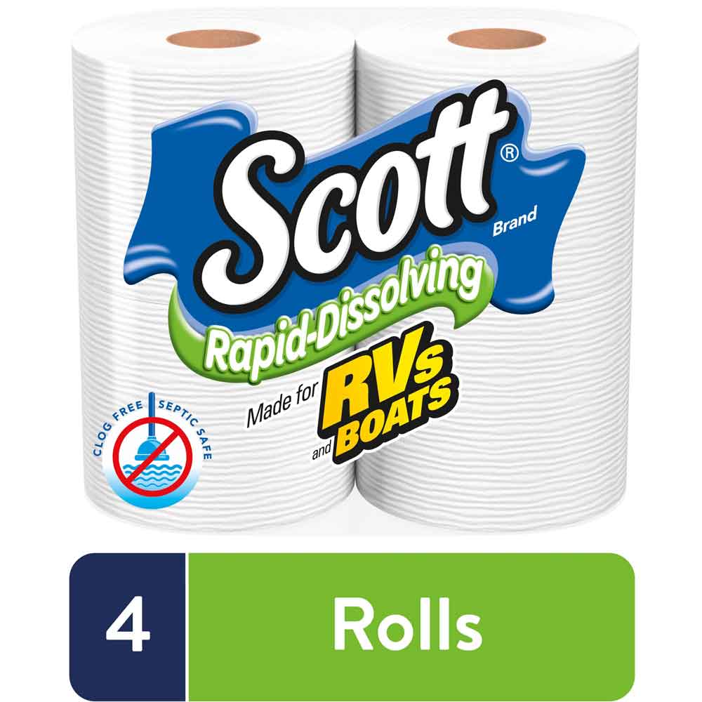 Scott-Rapid-Dissolving-1.jpg Scott Rapid-Dissolving Toilet Paper, 4 Double Rolls - Image 1