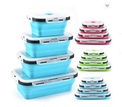 Hot Selling 350ml 500ml 800ml 1200ml 1600ml Collapsible Silicone Lunch Boxes Microwave Silicone Food Storage ContainerHot sale products